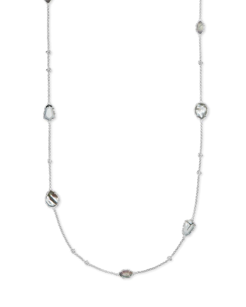 Gwenyth Silver Long Strand Necklace In White Mix Kendra Scott