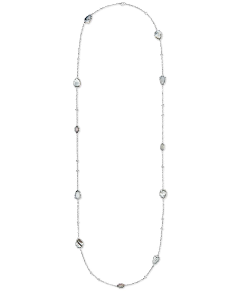 Gwenyth Silver Long Strand Necklace In White Mix | Kendra Scott