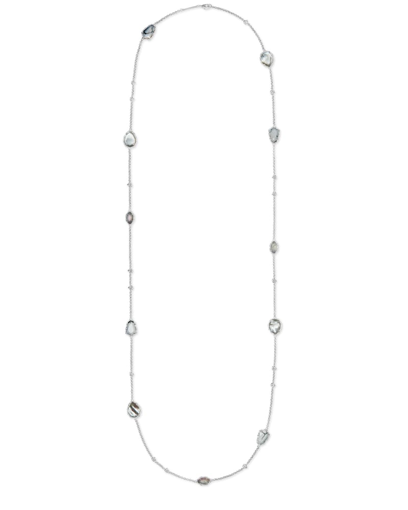 Gwenyth Silver Long Strand Necklace In White Mix Kendra Scott
