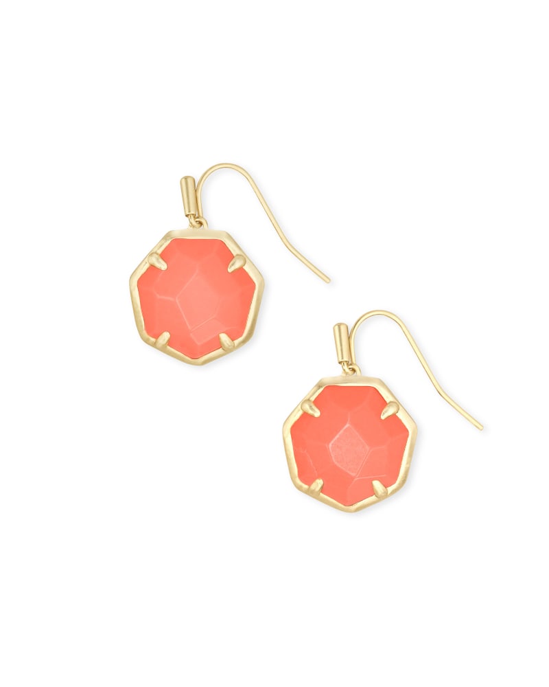 Cynthia Gold Drop Earrings In Bright Coral Magensite Kendra Scott Simple and striking, the cynthia gold drop earrings are designed for the everyday. cynthia gold drop earrings in bright
