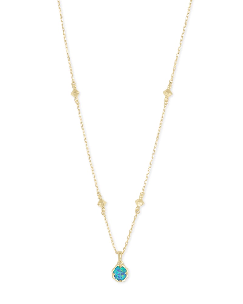 Nola Gold Pendant Necklace in Turquoise Kyocera Opal Illusion | Kendra ...