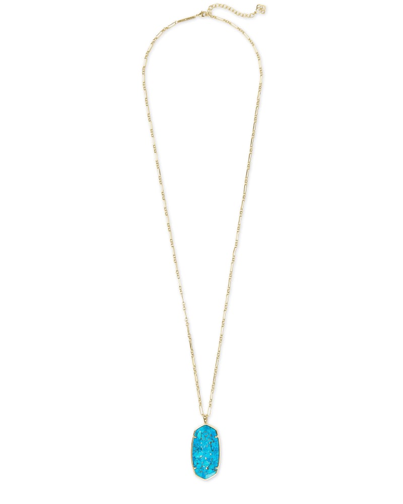 Faceted Reid Gold Long Pendant Necklace in Bronze Veined Turquoise ...