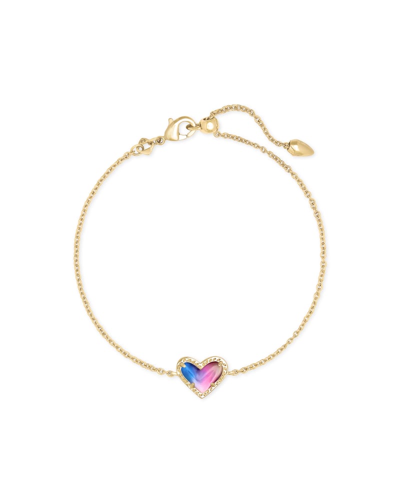 Ari Heart Gold Chain Bracelet in Watercolor Illusion image number 0