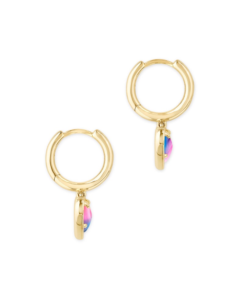 Ari Heart Gold Huggie Earrings in Watercolor Illusion image number 3