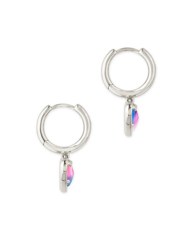 Ari Heart Silver Huggie Earrings in Watercolor Illusion image number 2
