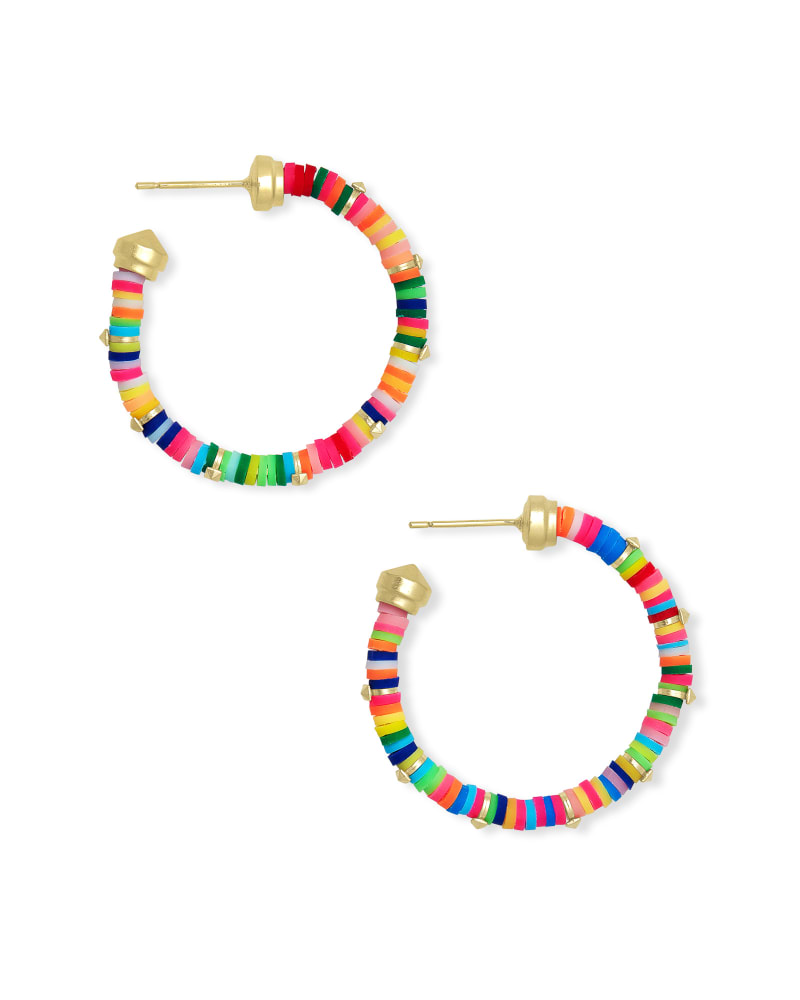 Reece Gold Small Hoop Earrings in Neon Mix image number 3