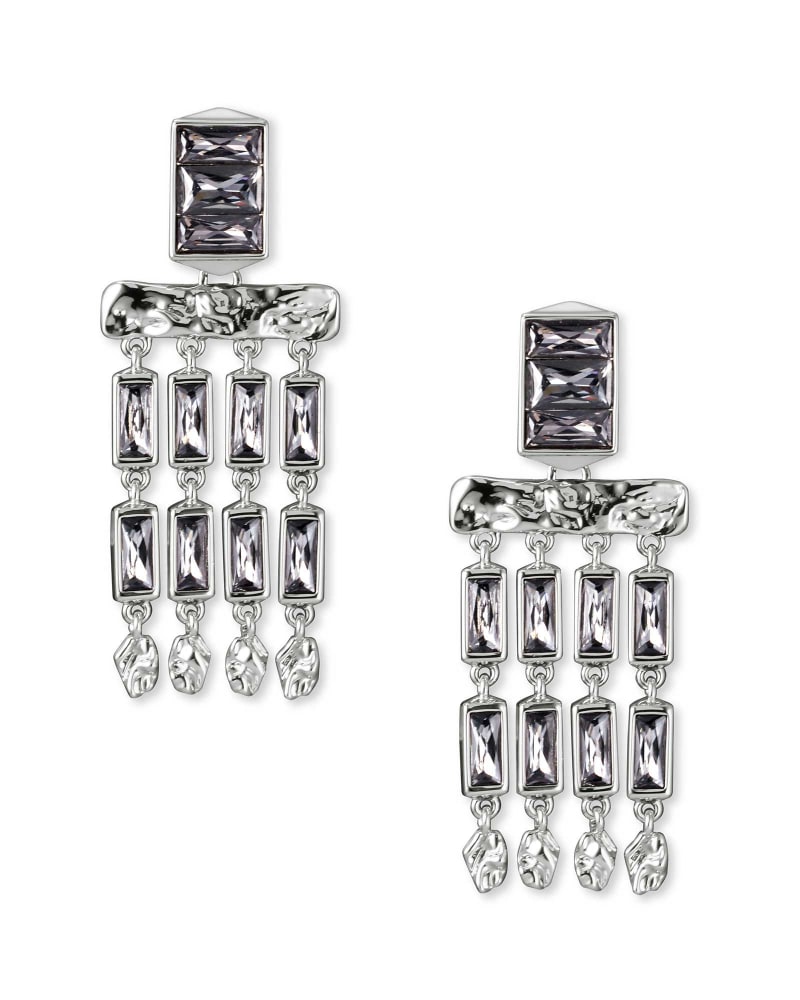 Jack Silver Small Statement Earrings in Charcoal Gray Crystal image number 0