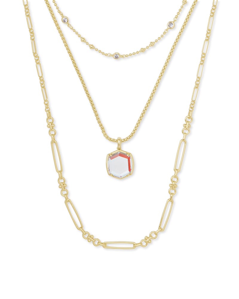 Davis Gold Triple Strand Necklace in Dichroic Glass image number 0