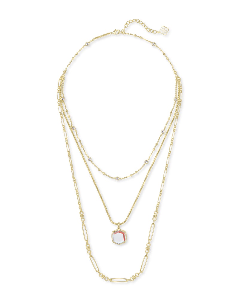 Davis Gold Triple Strand Necklace in Dichroic Glass image number 2