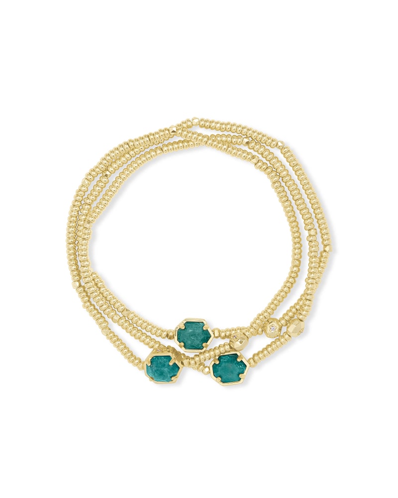Tomon Gold Stretch Bracelet in Dark Teal Amazonite Kendra Scott