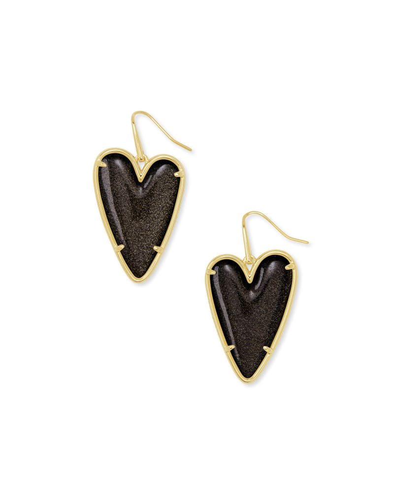 Ansley Heart Gold Drop Earrings in Golden Obsidian image number 0
