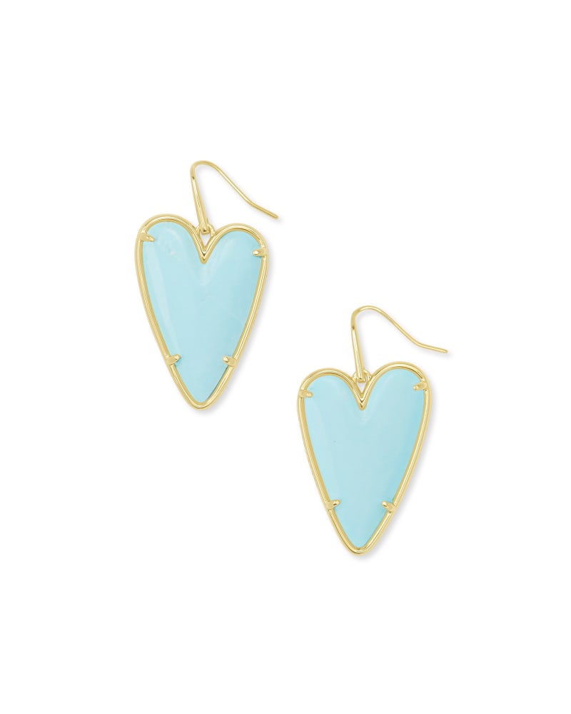 Ansley Heart Gold Drop Earrings in Light Blue Magnesite image number 0