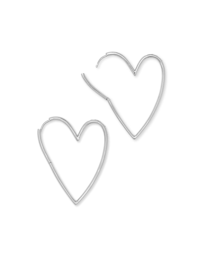 Ansley Heart Hoop Earrings in Silver Kendra Scott