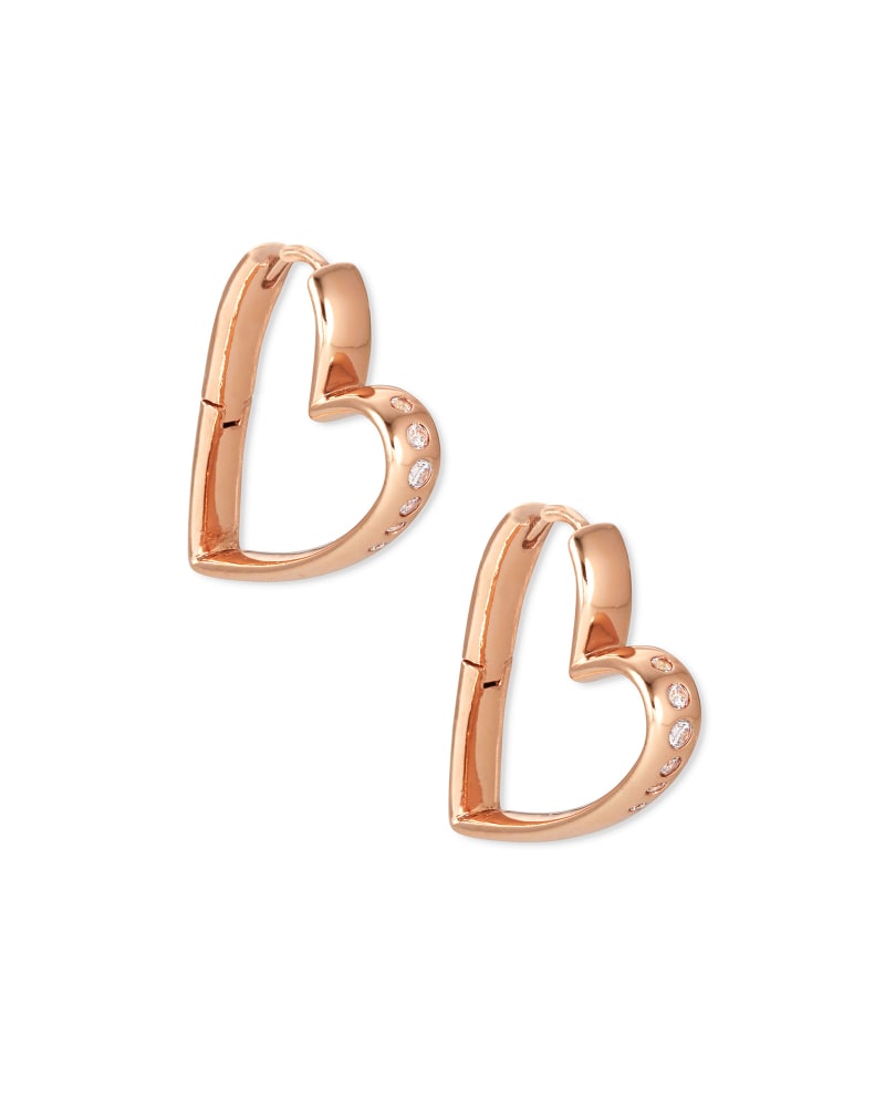 Ansley Heart Small Hoop Earrings in Rose Gold image number 0