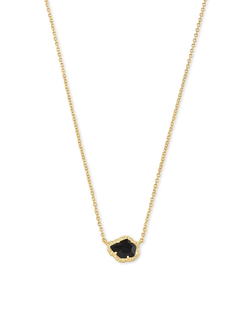 Tessa Gold Small Pendant Necklace In Black Obsidian Kendra Scott