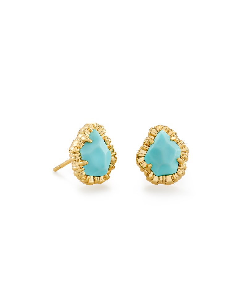 Tessa Gold Small Stud Earrings in Light Blue Magnesite Kendra Scott