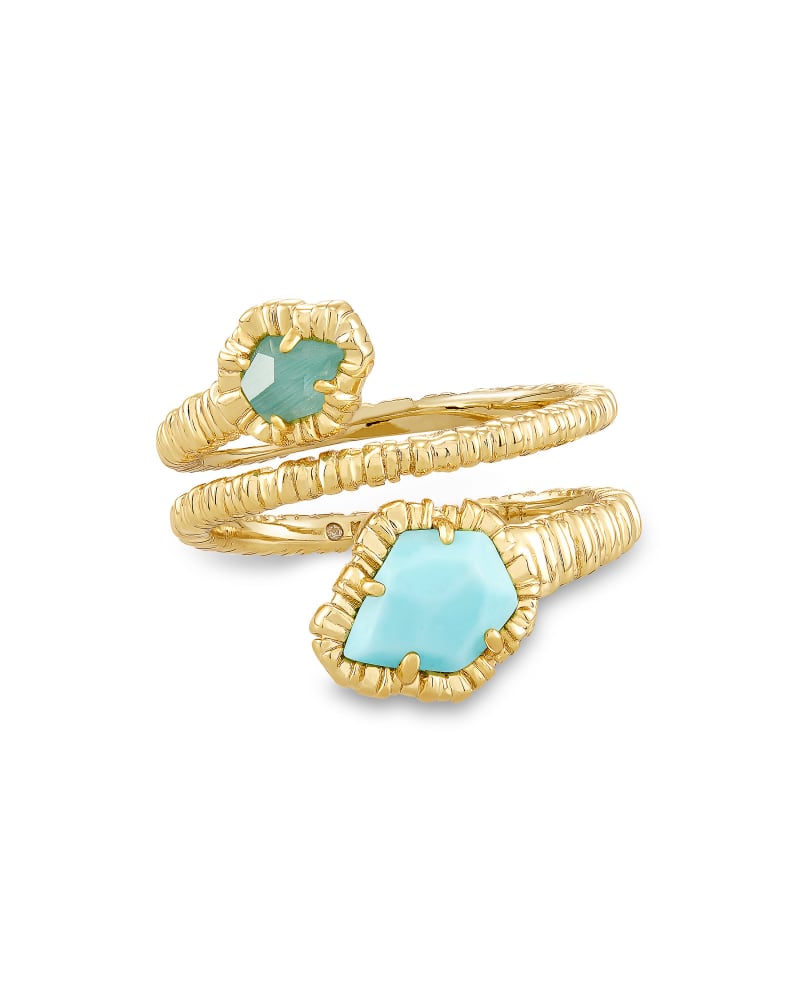 Tessa Gold Wrap Ring in Light Blue Magnesite image number 0