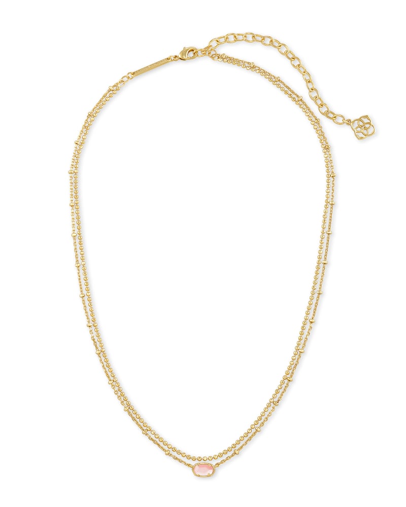 Emilie Gold Multi Strand Necklace in Rose Mother Of Pearl image number 2