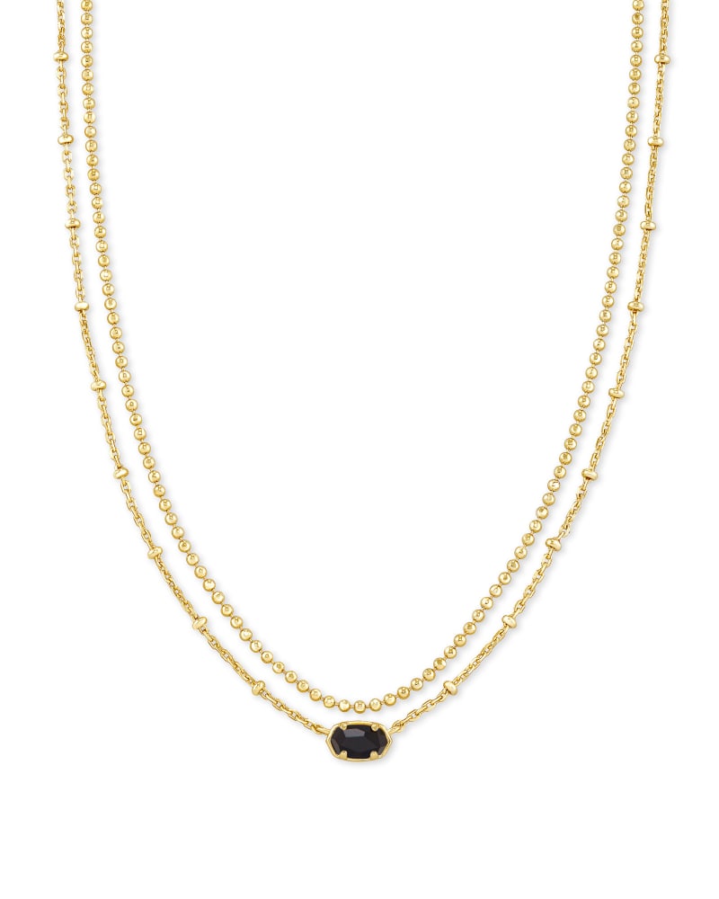 Emilie Gold Multi Strand Necklace in Black Obsidian image number 0