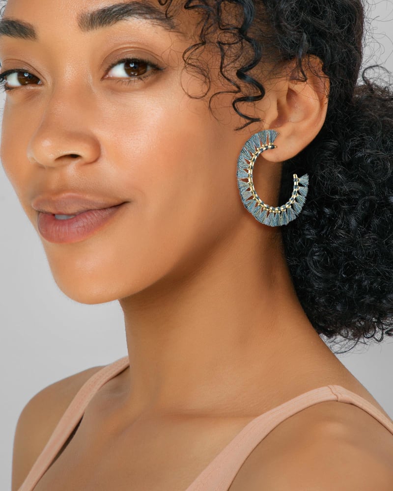 Evie Gold Hoop Earrings in Turquoise image number 1