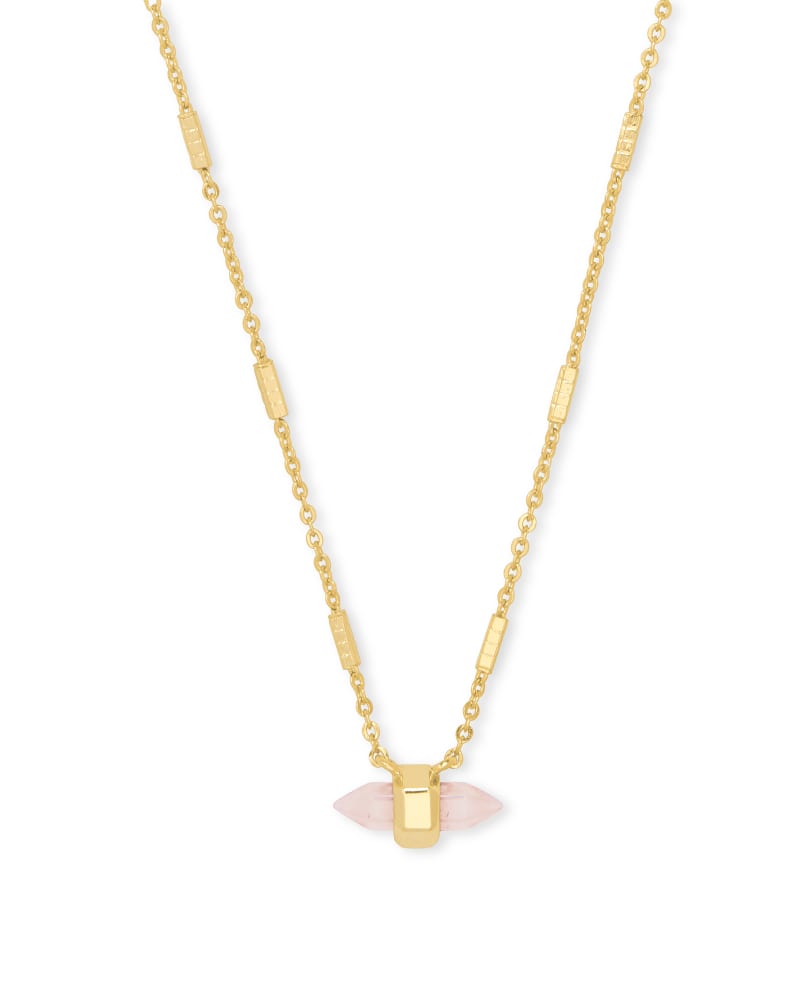 Jamie Gold Pendant Necklace in Rose Quartz image number 0