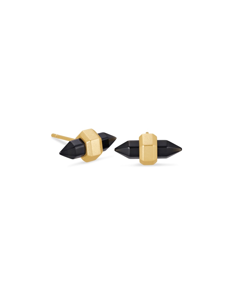 Jamie Gold Stud Earrings in Black Obsidian Kendra Scott