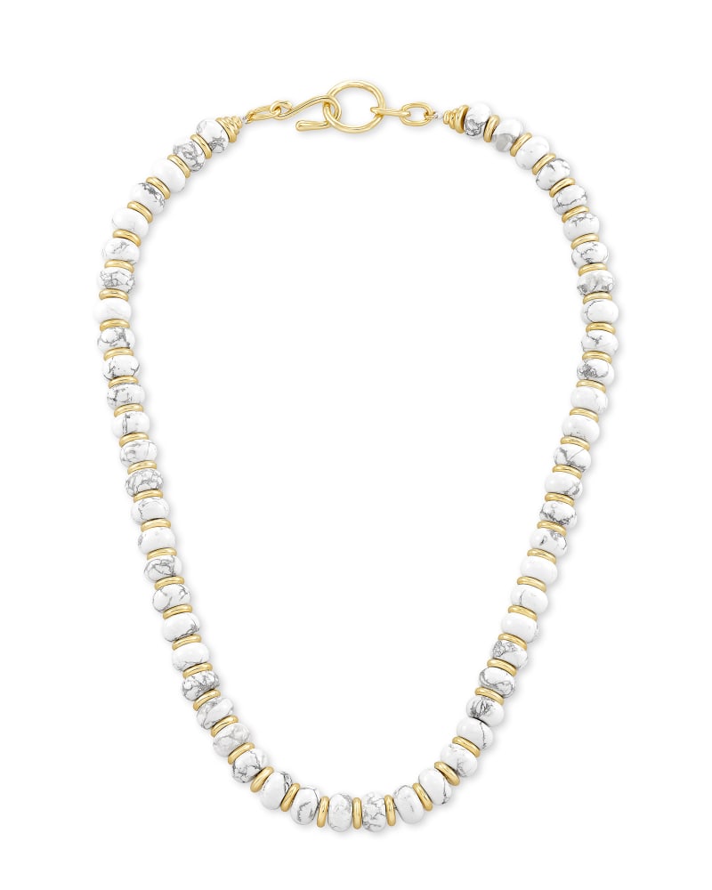 Rebecca Gold Choker Necklace in White Howlite image number 0
