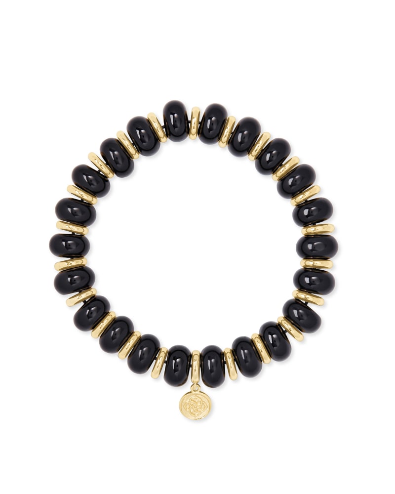 Rebecca Gold Stretch Bracelet in Black Agate image number 0