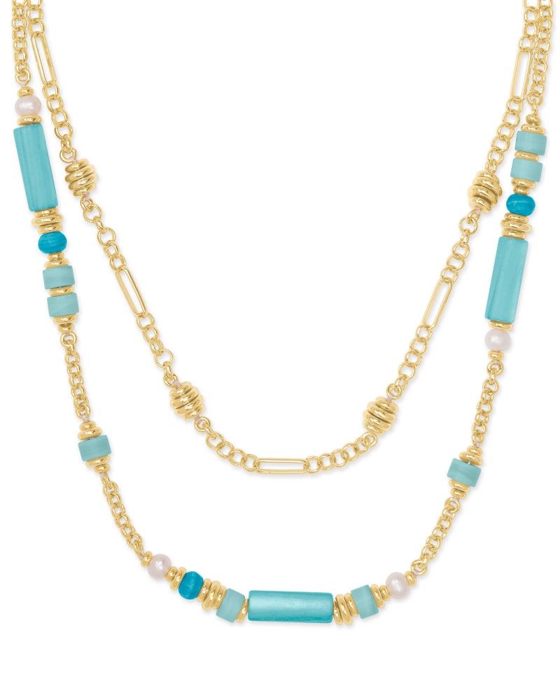 Rachel Gold Multi Strand Necklace In Blue Mix image number 0