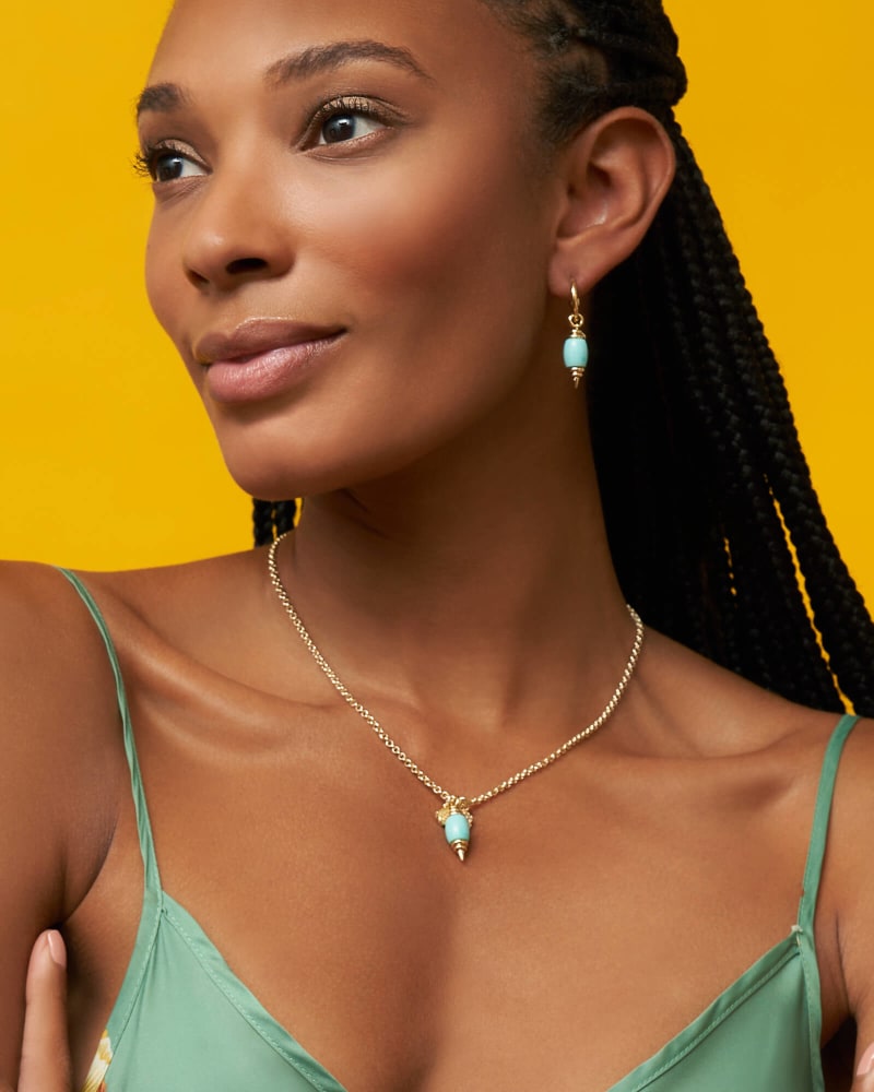 Demi Gold Huggie Earrings Set In Papaya Mother Of Pearl image number 3