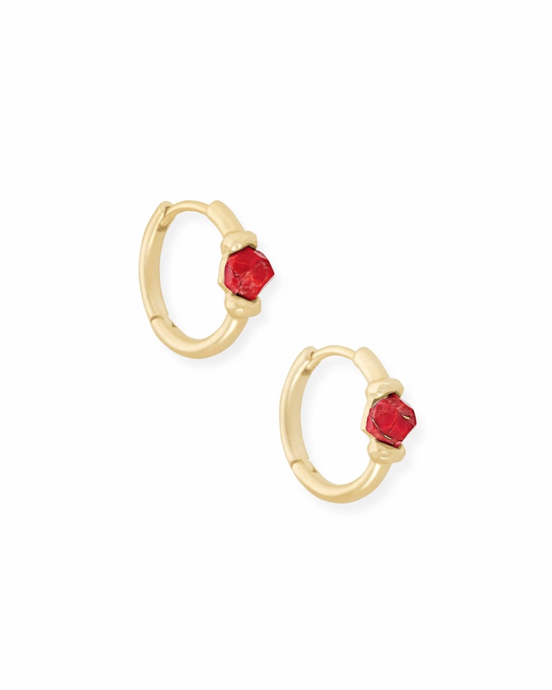 Ellms Gold Huggie Earrings in Bronze Veined Red Magnesite