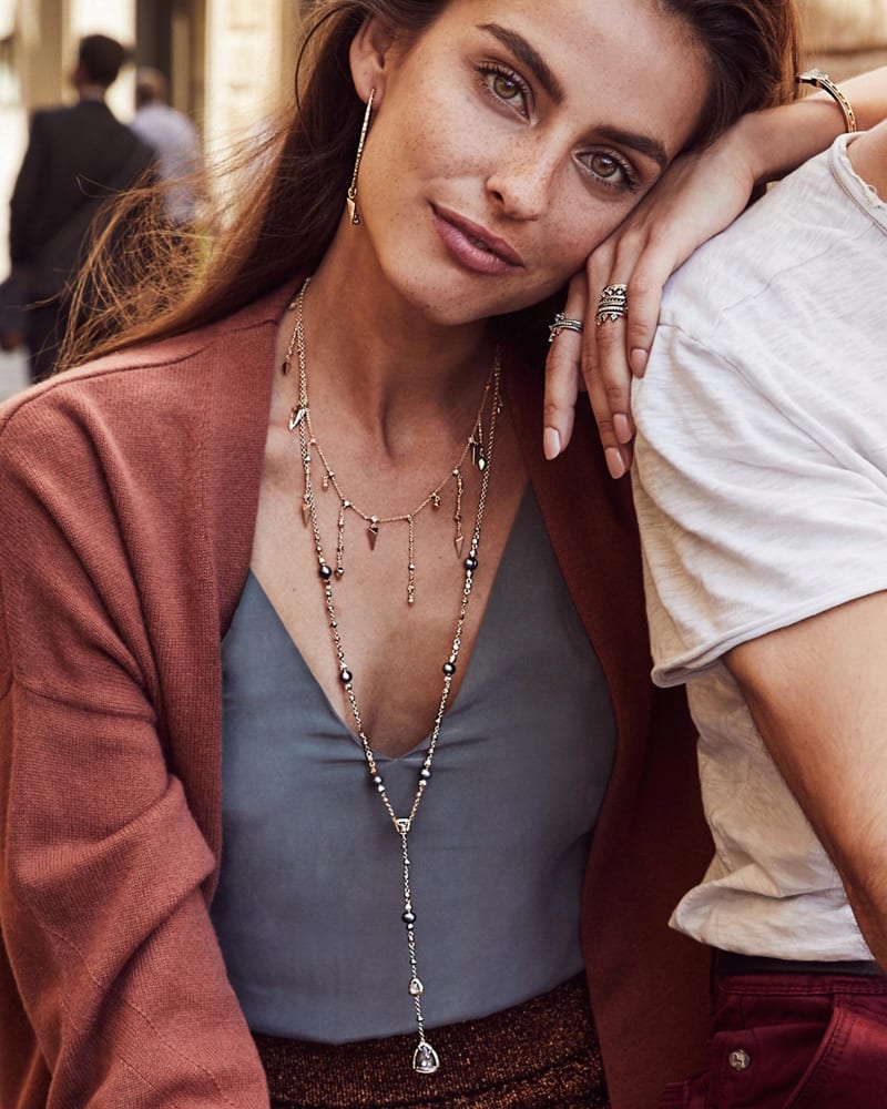 Lucielle Y Necklace in Crushed Gold Mica image number 1