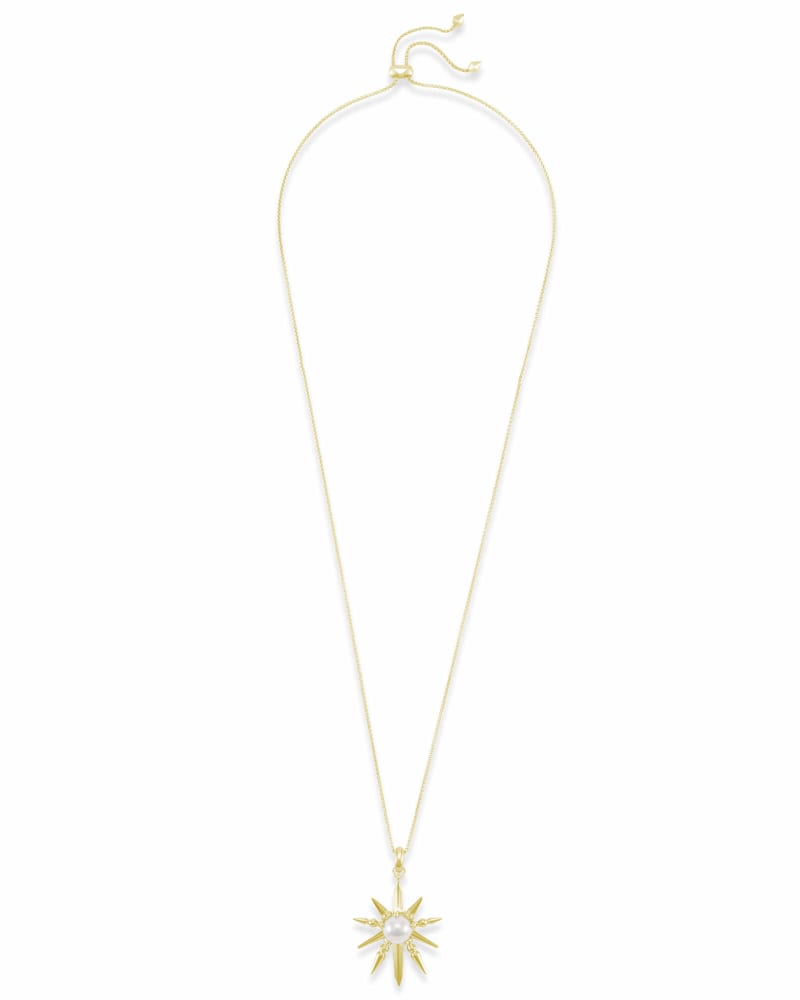 Sunburst With Pearl Charm Necklace Set 
