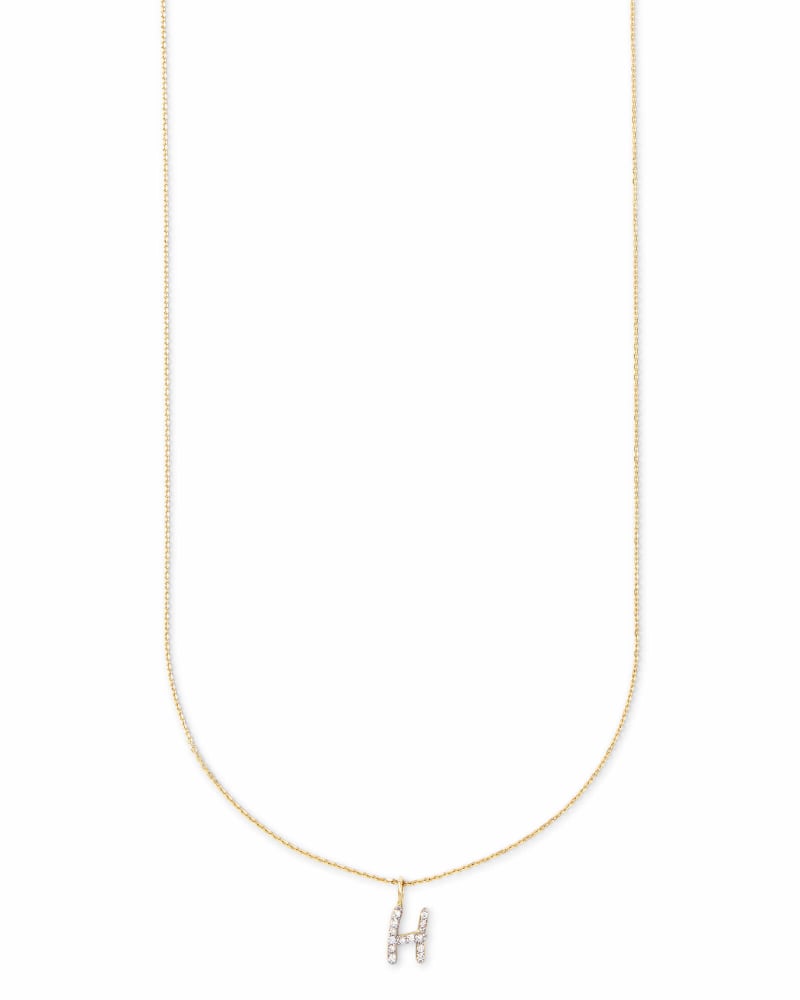 Diamond Letter H Pendant Necklace in 14k Yellow Gold image number 3