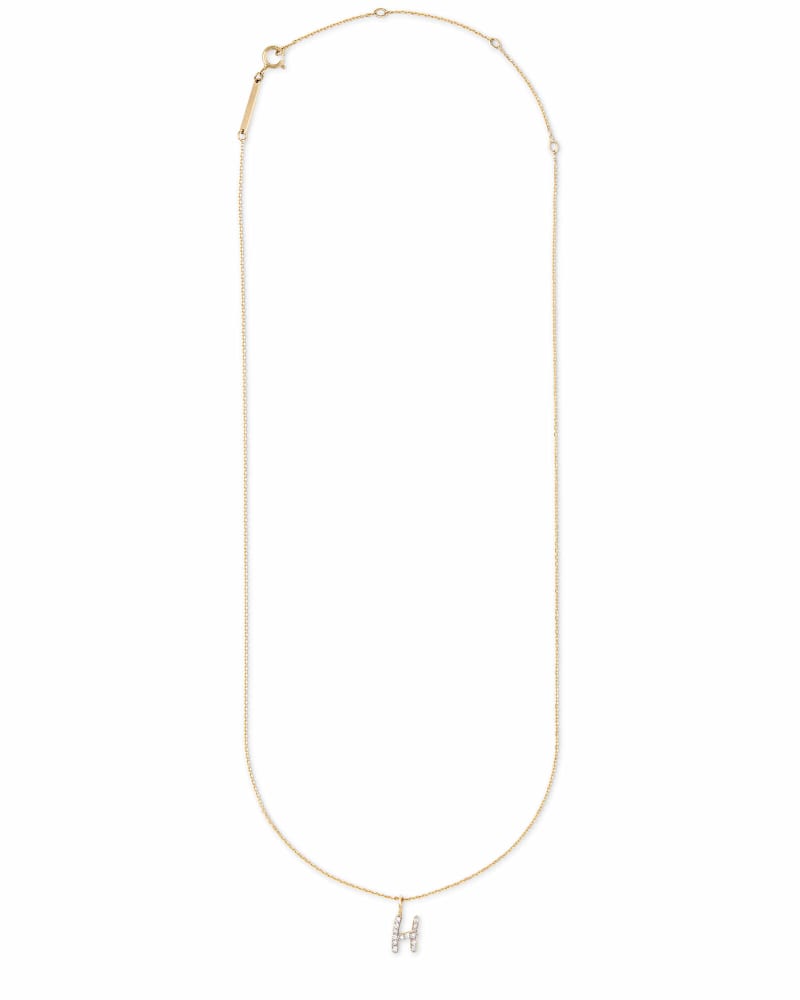 Diamond Letter H Pendant Necklace in 14k Yellow Gold image number 2