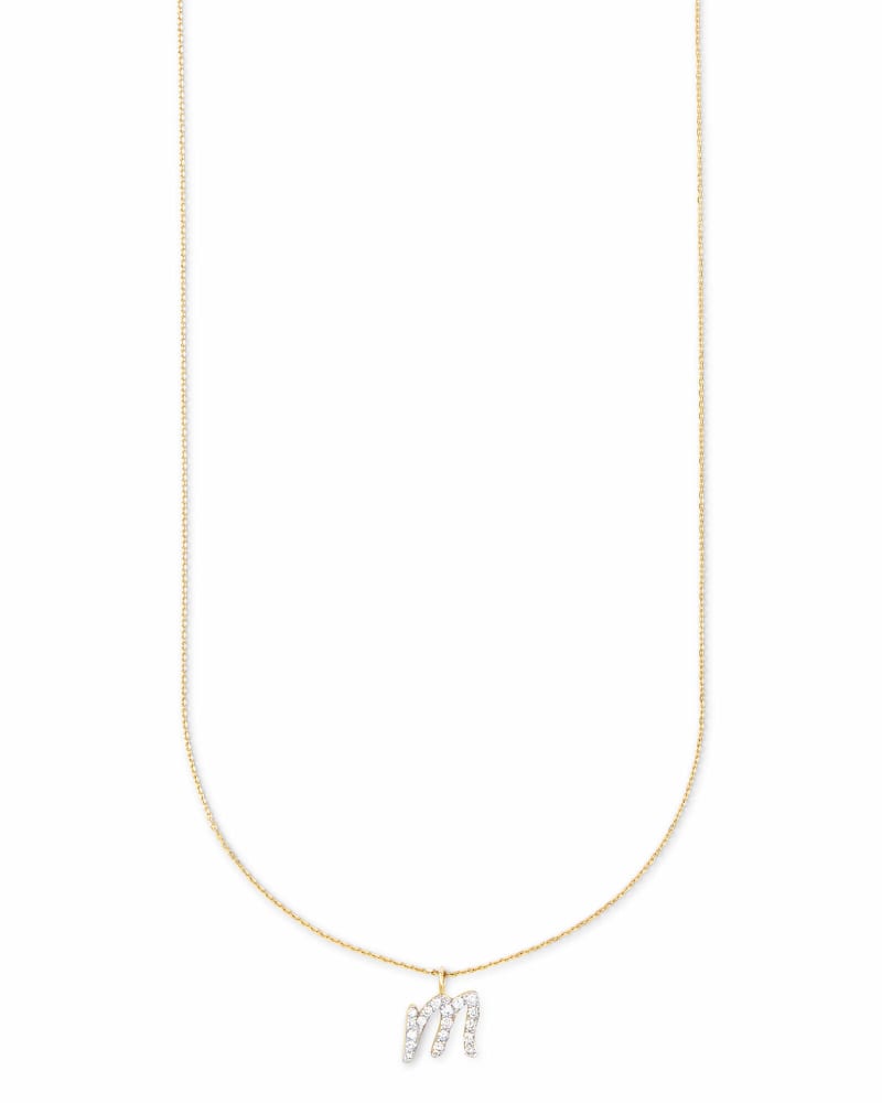 Diamond Letter M Pendant Necklace in 14k Yellow Gold image number 3