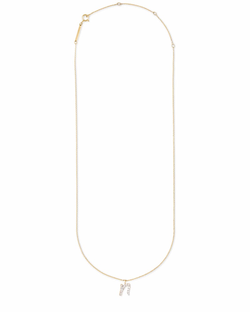 Diamond Letter N Pendant Necklace in 14k Yellow Gold image number 2
