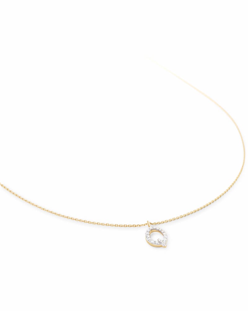 Diamond Letter Q Pendant Necklace in 14K Yellow Gold image number 0