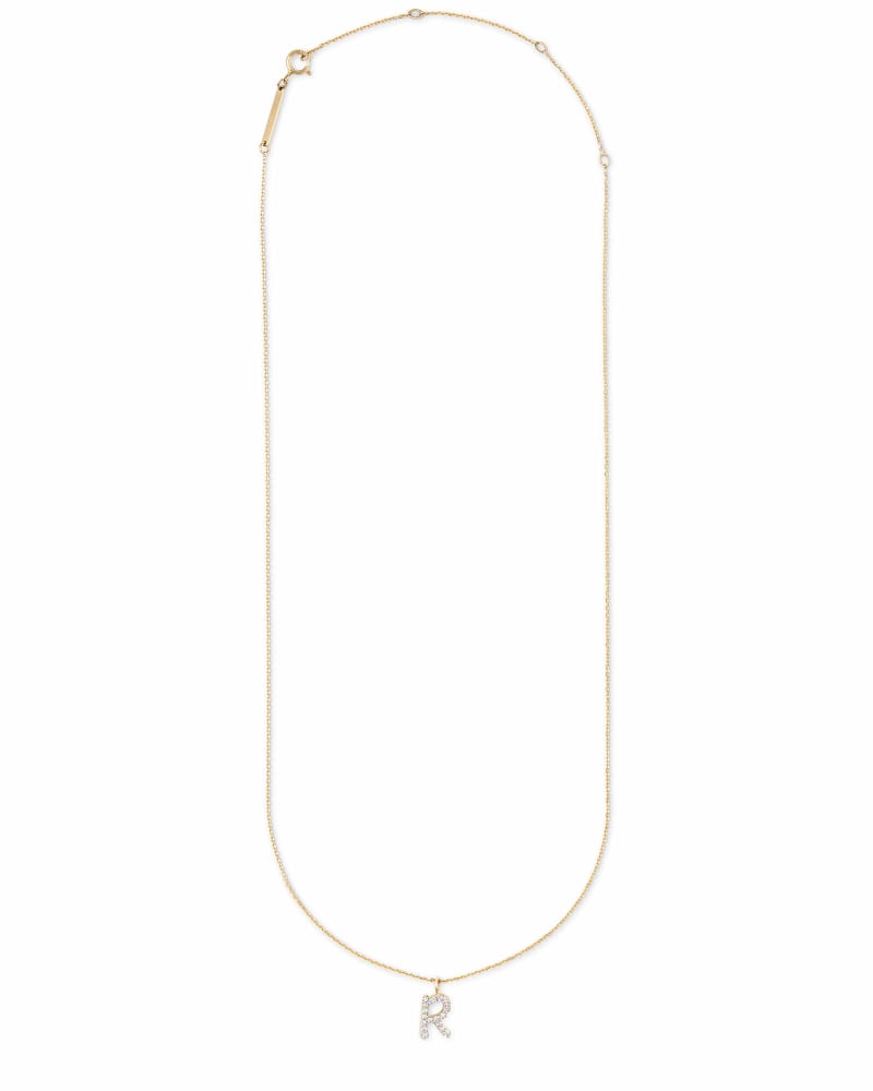 Diamond Letter R Pendant Necklace in 14k Yellow Gold image number 2