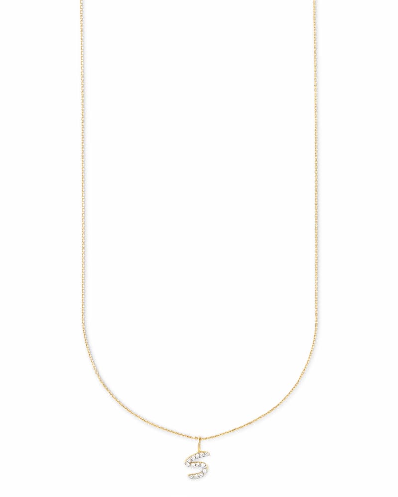 Diamond Letter S Pendant Necklace in 14K Yellow Gold image number 3
