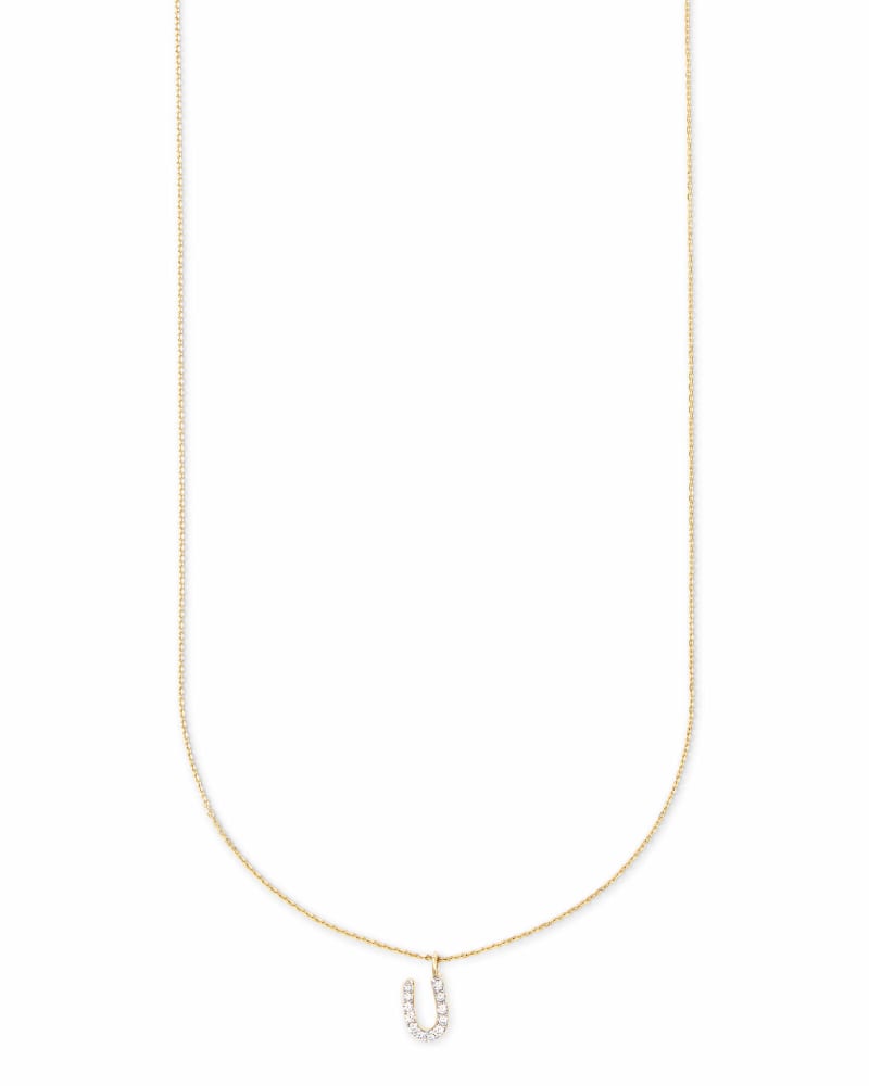 Diamond Letter U Pendant Necklace in 14K Yellow Gold image number 2