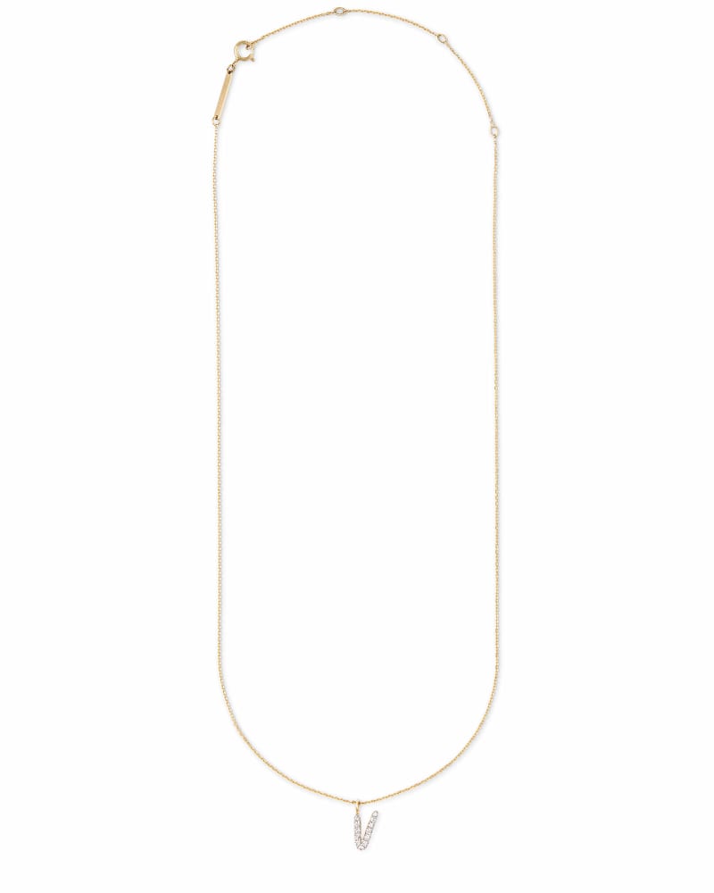 Diamond Letter V Pendant Necklace in 14K Yellow Gold image number 0