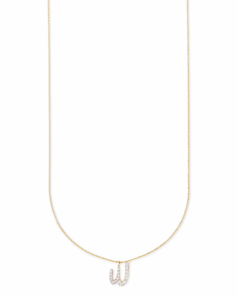 Diamond Letter W Pendant Necklace in 14K Yellow Gold image number 2