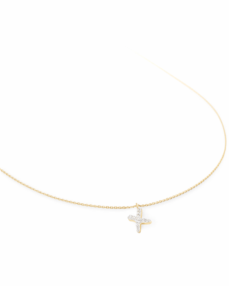 Diamond Letter X Pendant Necklace in 14K Yellow Gold image number 0
