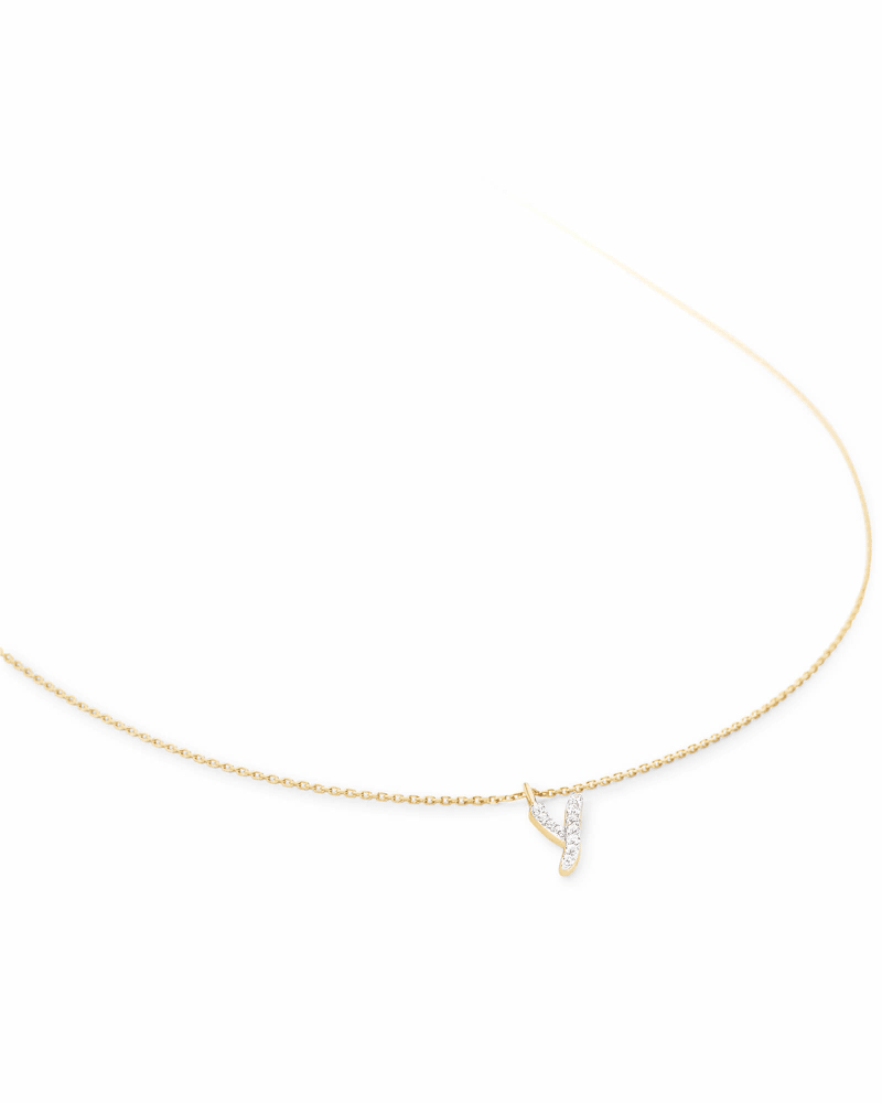 Diamond Letter Y Pendant Necklace in 14K Yellow Gold image number 0