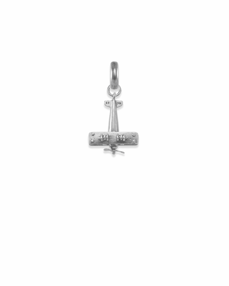 North Carolina Airplane Charm in Vintage Silver image number 2