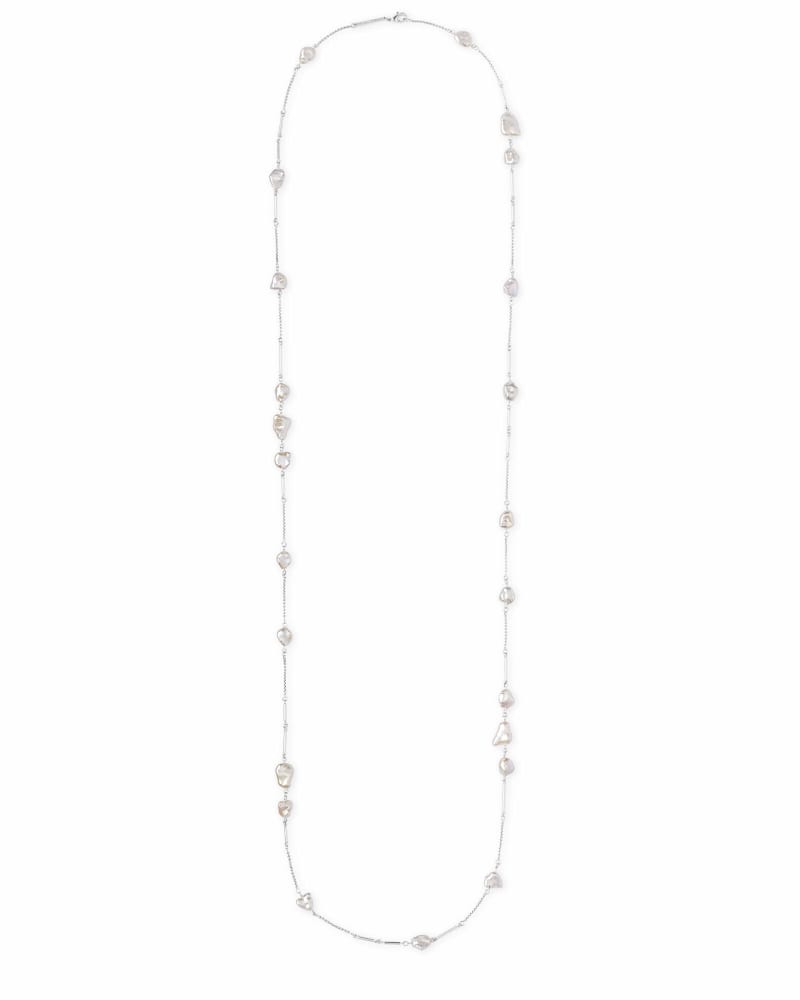Sabrina Long Necklace in Pearl image number 1
