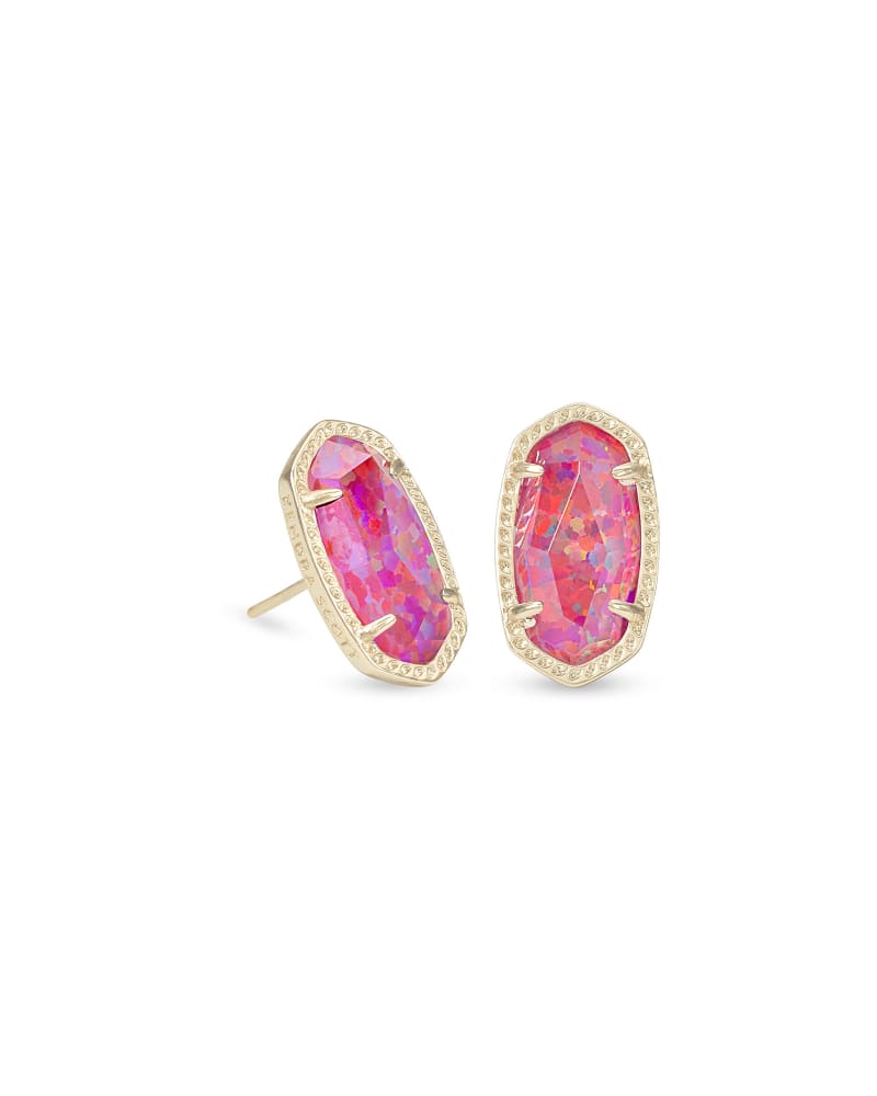 Ellie Gold Stud Earrings in Berry Kyocera Opal Illusion image number 0