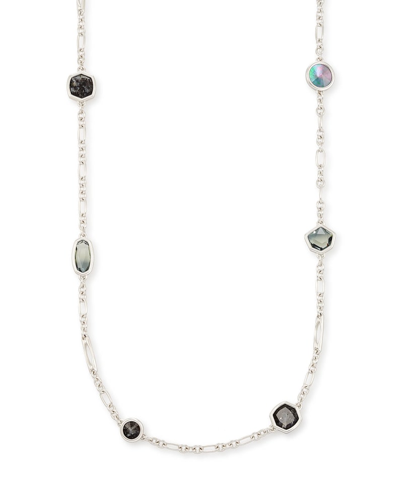 Natalia Silver Long Necklace in Charcoal Gray Mix | Kendra Scott