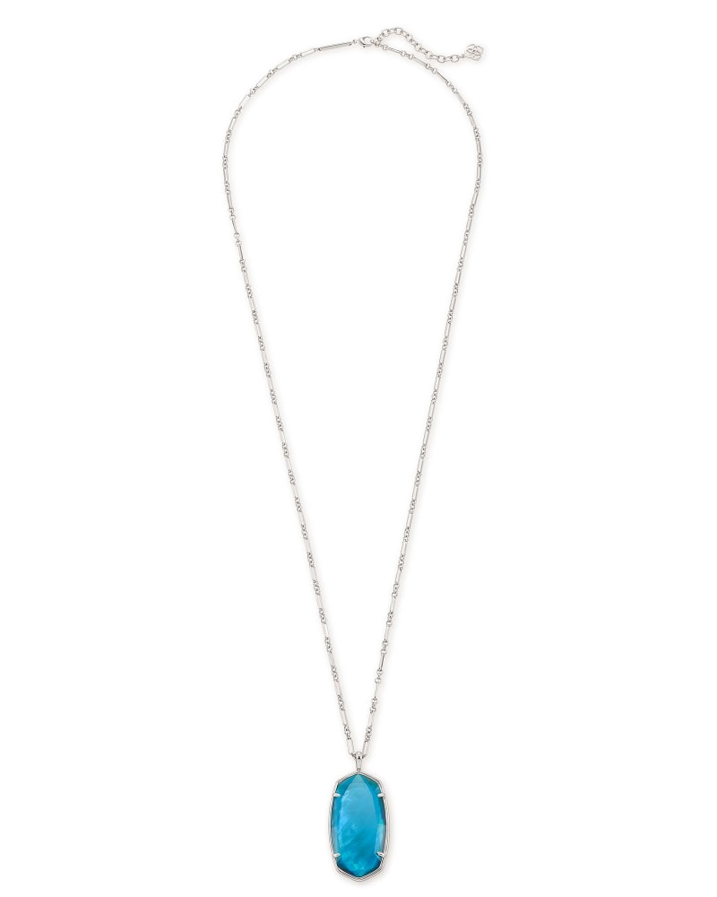 Faceted Reid Silver Long Pendant Necklace in Peacock Blue Illusion image number 1